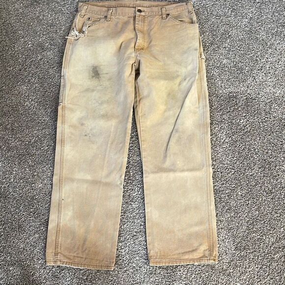 Dickies carpenter’s cargo work pants size 38-32 brown - Picture 3 of 12